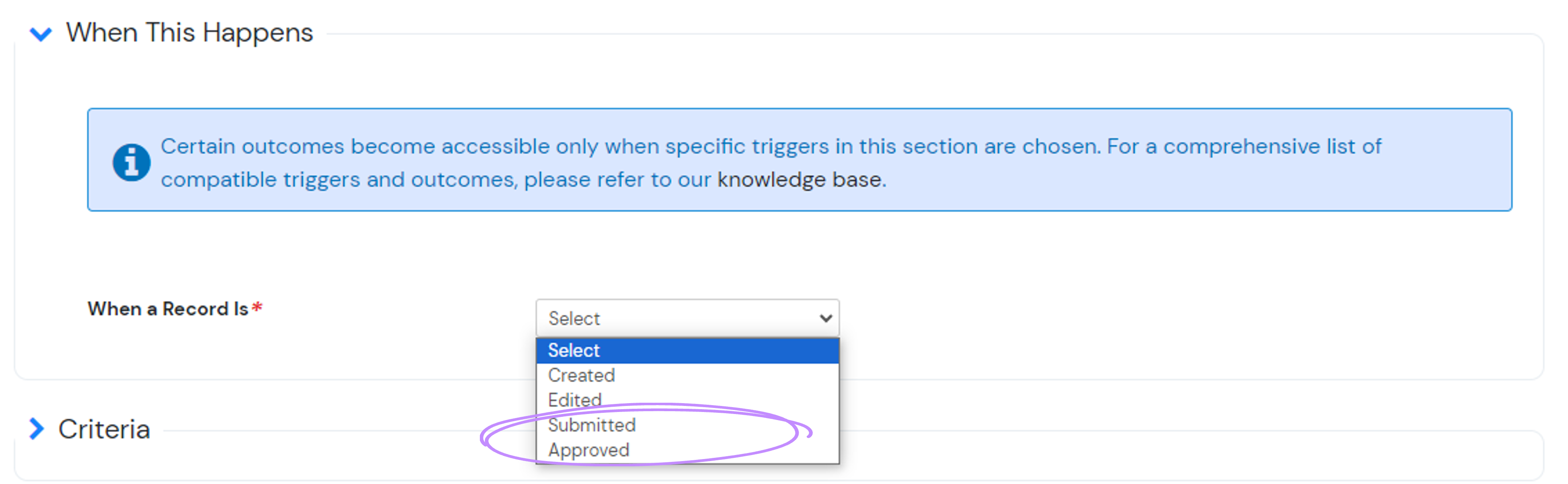 workflow rules submitted